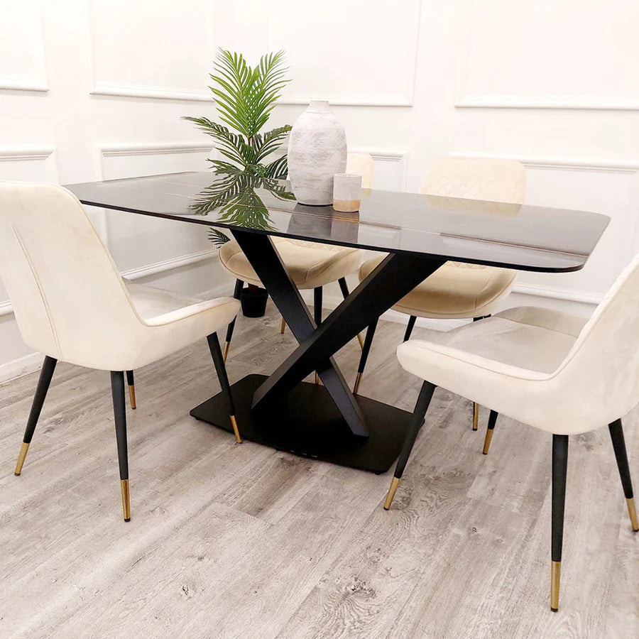 Apollo Black Sintered Stone Top Dining Table